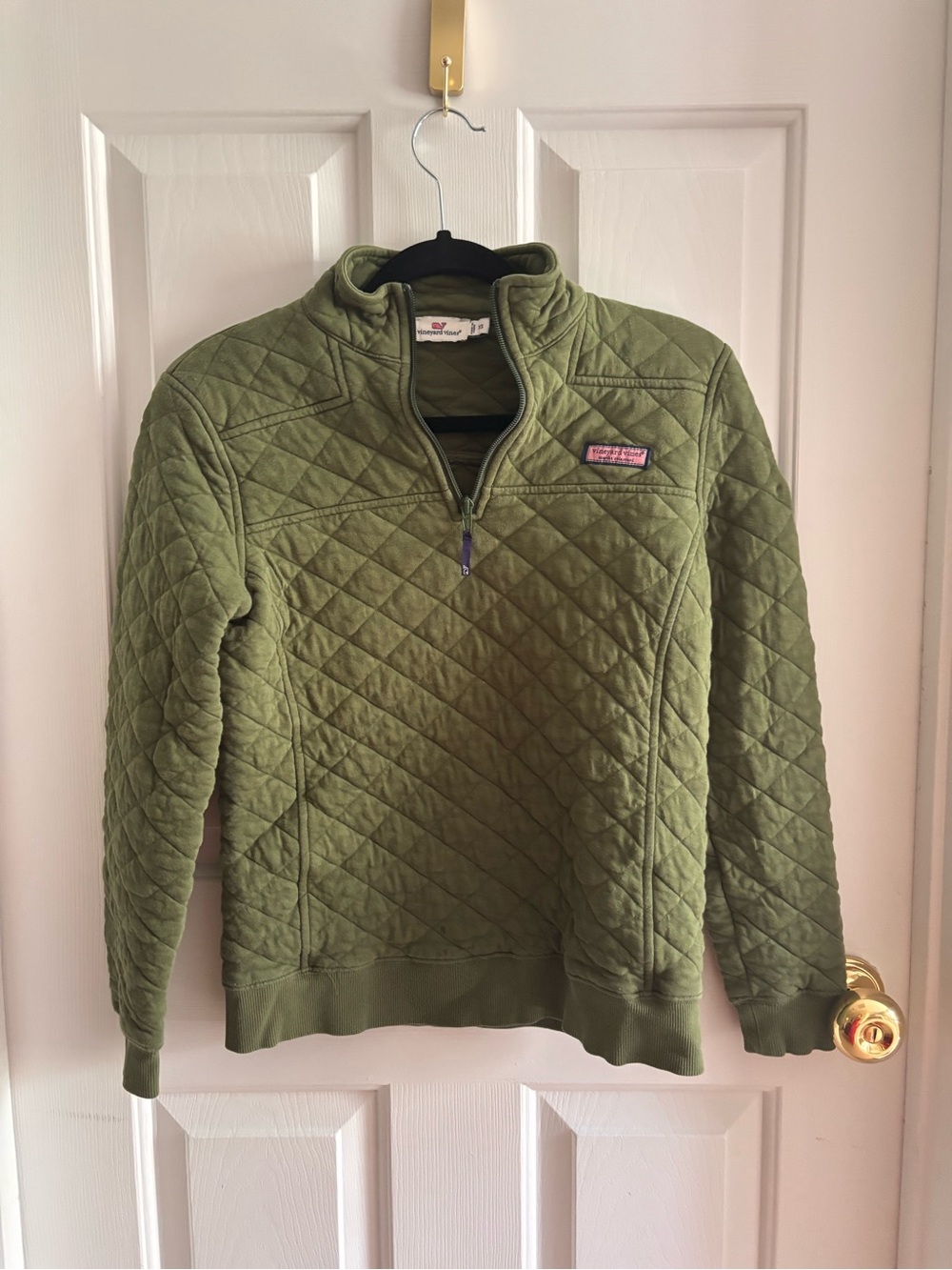 Vineyard Vines Olive Green Quilted 1/4 Zip Pullover